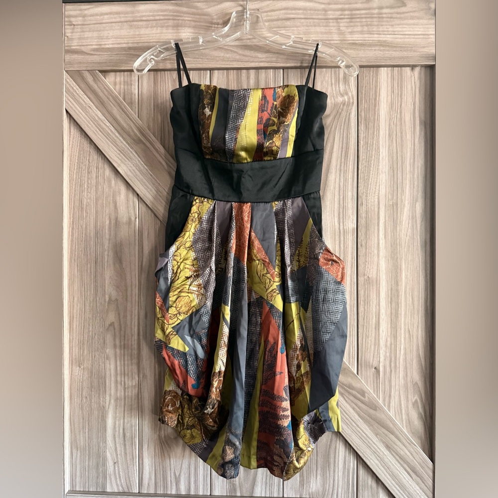 Mystic Strapless Dress with Black and Gold Accents